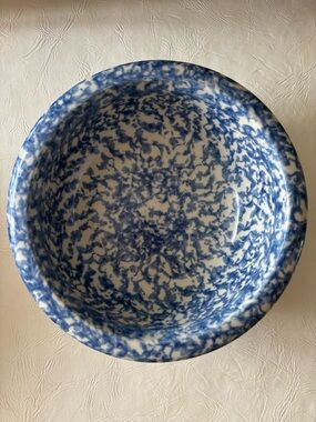 💙 The Workshops of Gerald E. Henn – Blue Spongeware Bowl (Ohio Pottery)